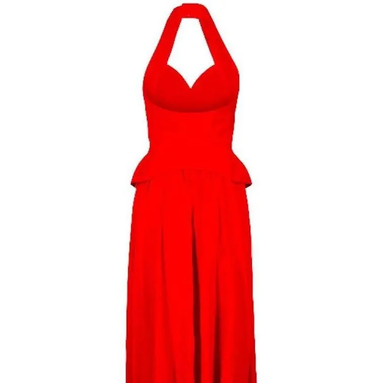 1990s Thierry Mugler Couture Halter Neck Red Dress