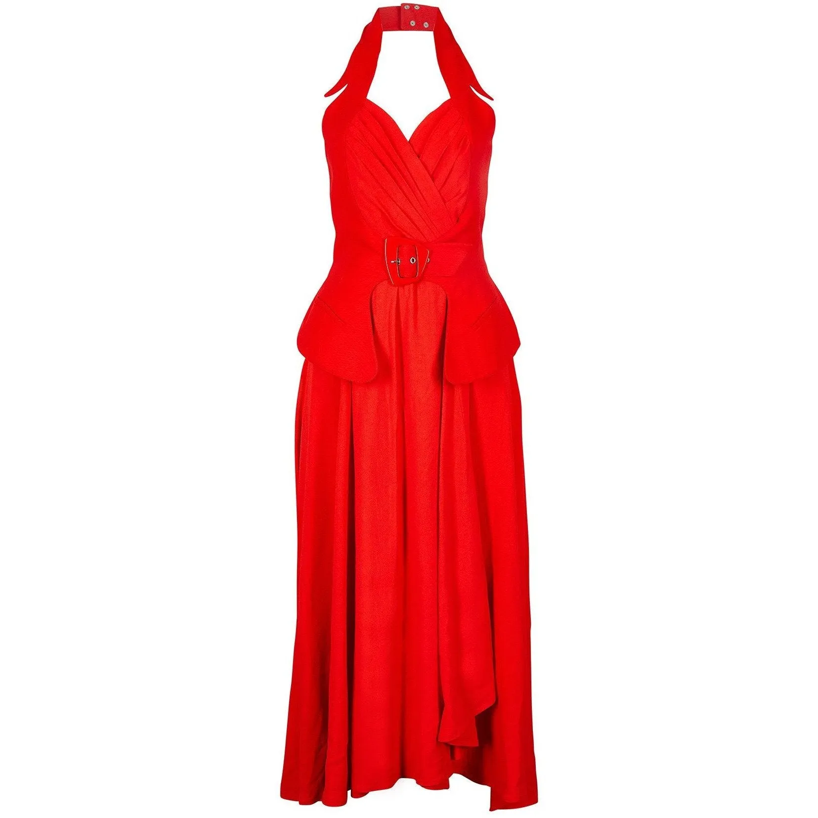 1990s Thierry Mugler Couture Halter Neck Red Dress