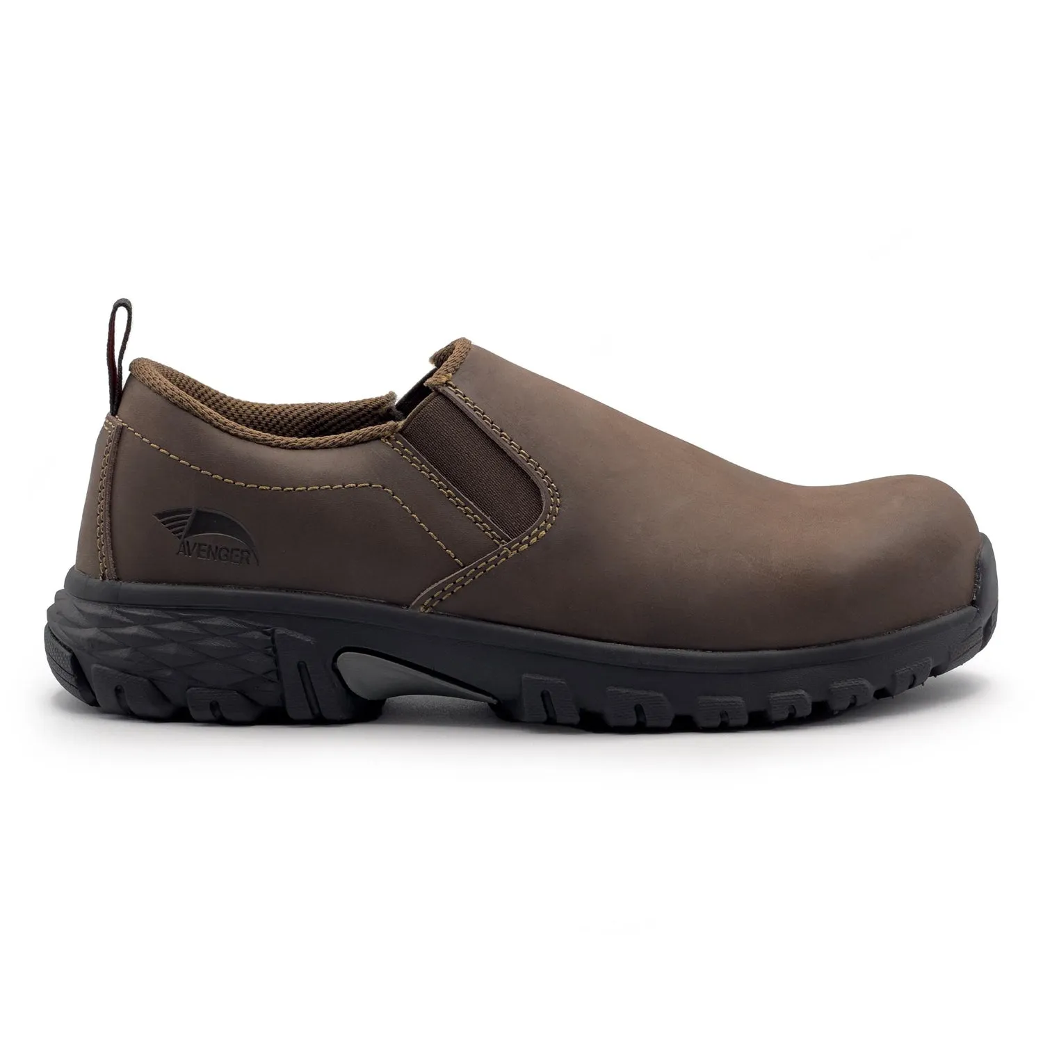 Avenger Mens Flight Brown Leather CT SD10 Slip-On Shoes