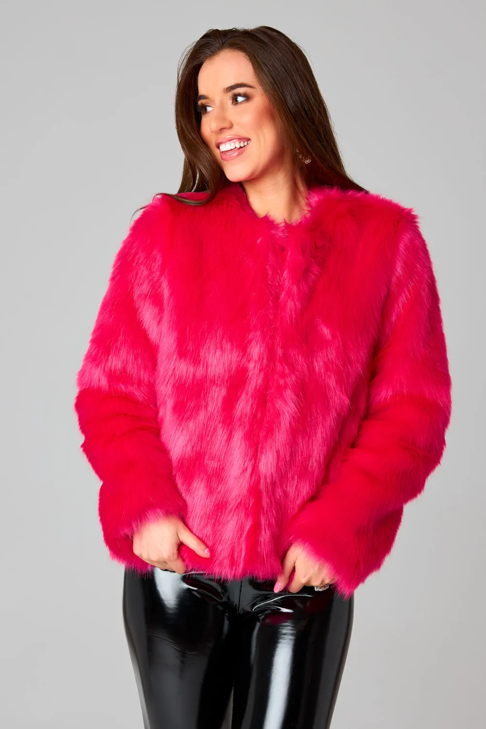 Baddie Faux Fur Jacket - Hot Pink