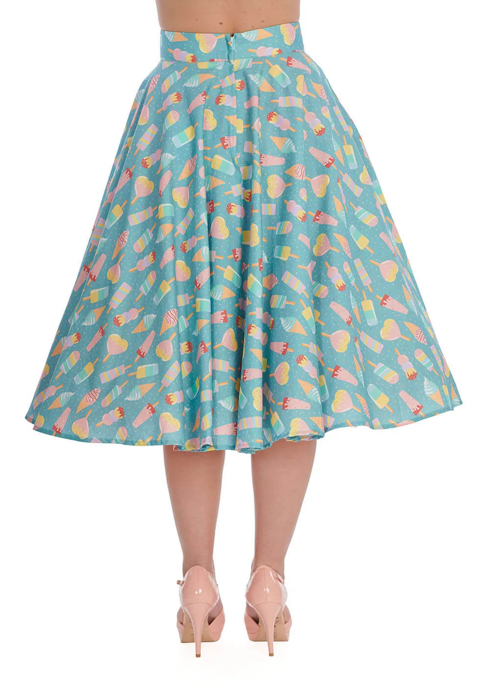 Banned Ice Cream 50's Swing Skirt Blue