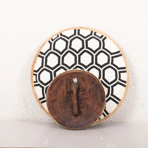 Beaded Cameroon Shield Black & White | Hexagon Dark Design