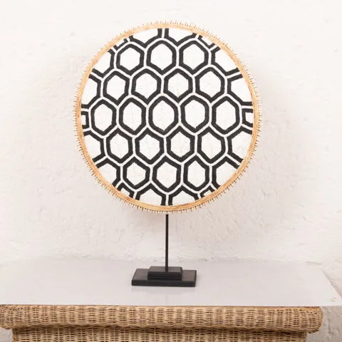 Beaded Cameroon Shield Black & White | Hexagon Dark Design