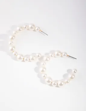 Beaded Pearl Hoop Earrings