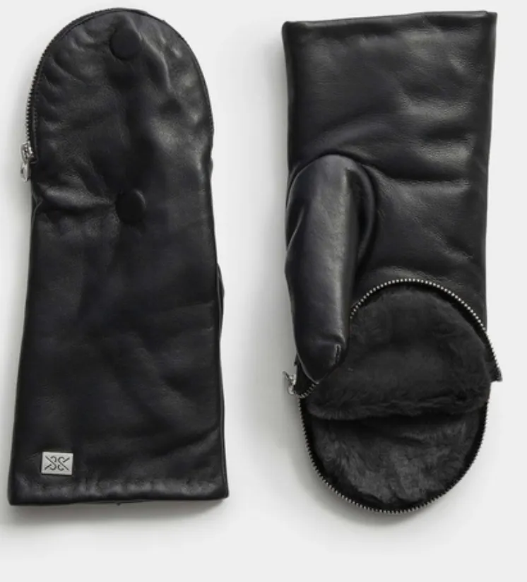 Betrice Faux Fur Lined Leather Mittens