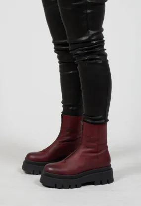 Boots With Front Zip in Gasoline Rubino