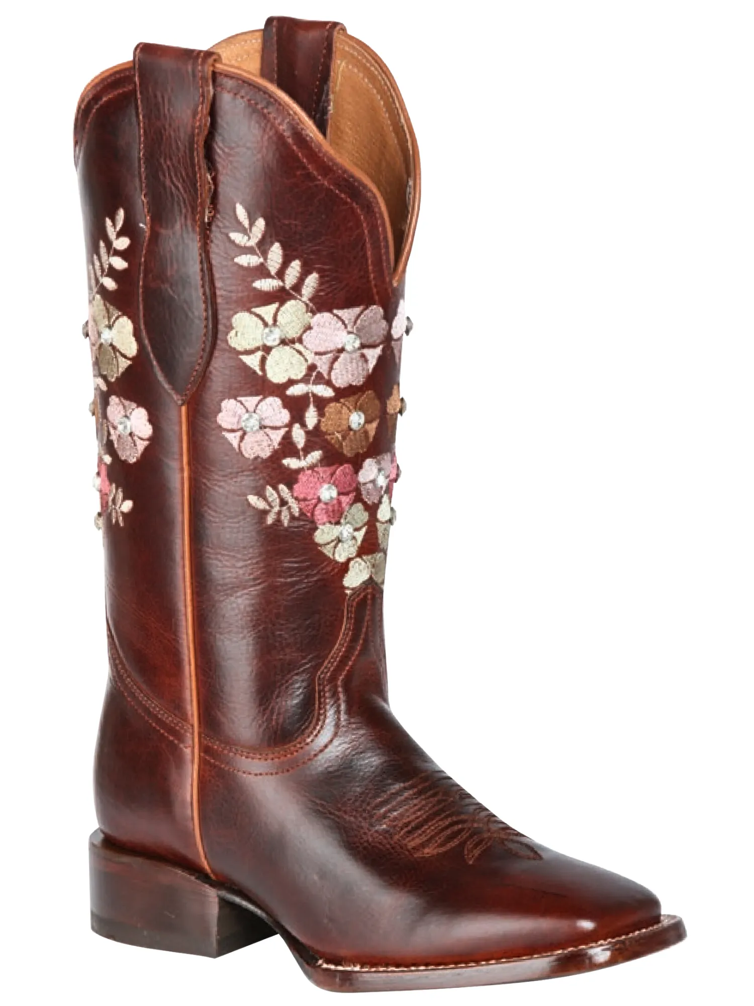 Botas Vaqueras Rodeo con Tubo Bordado de Flores de Piel Genuina para Mujer 'Jar Boots' - ID: 126449