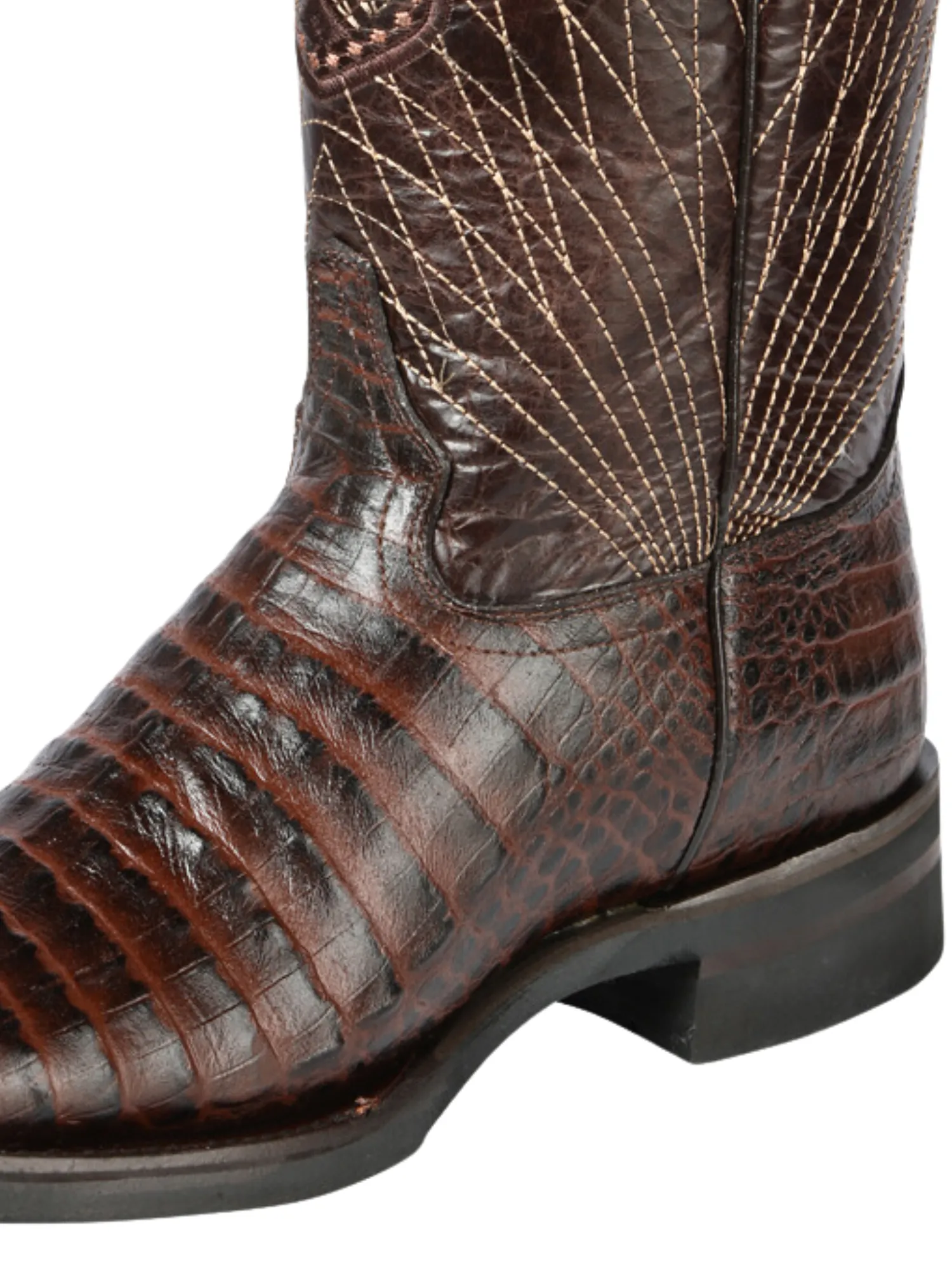 Botas Vaqueras Rodeo Imitacion de Caiman Belly Grabado en Piel Vacuno para Hombre 'El General' - ID: 44672