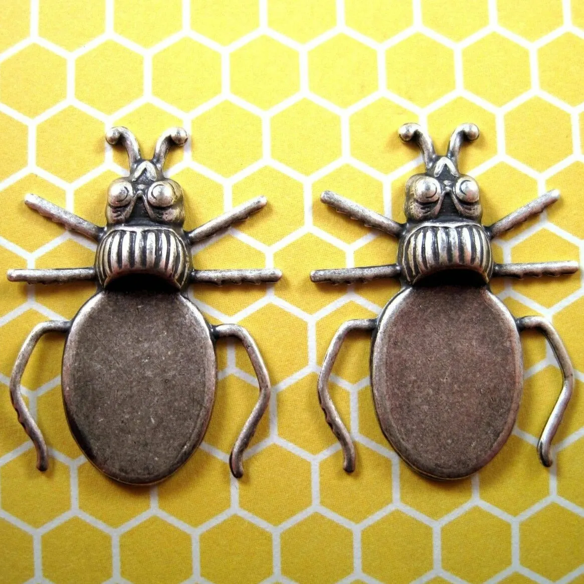 Brass Beetle Setting Stampings x 2 - 116RAT.