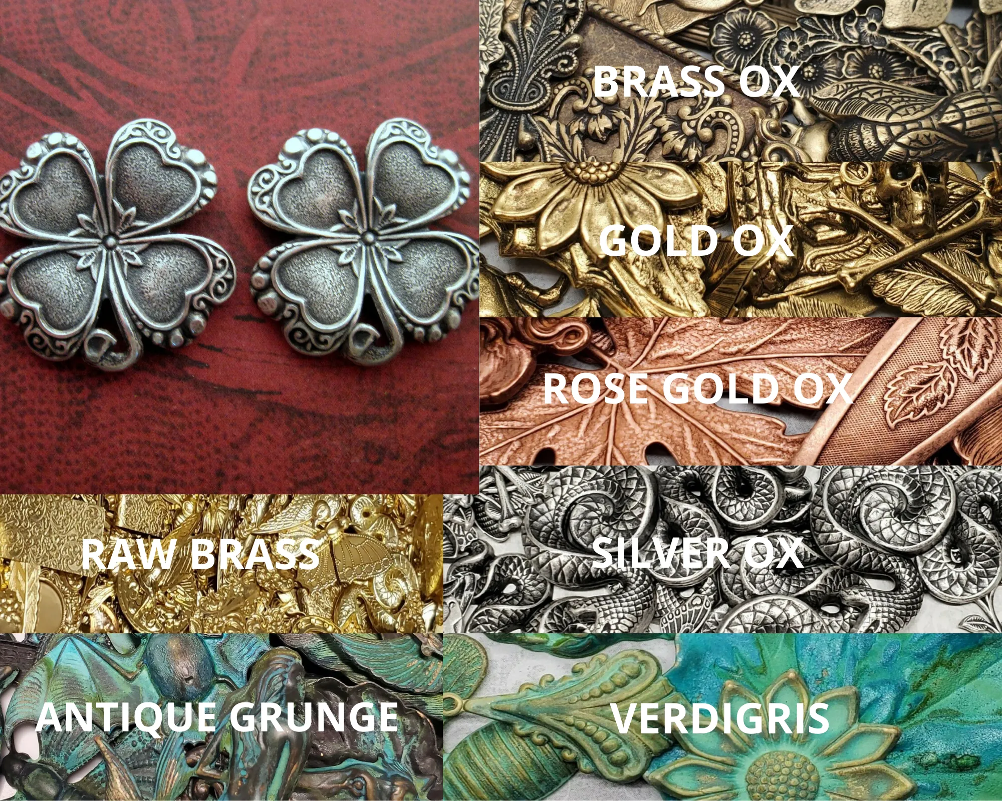 Brass Clover Shamrock Stampings x 2 - 3730RAT.