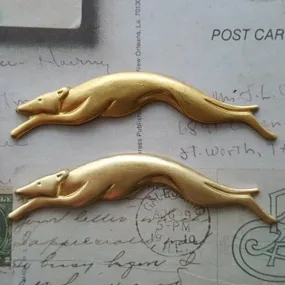 Brass Greyhound Dog Stampings x 2 - 7007RAT.