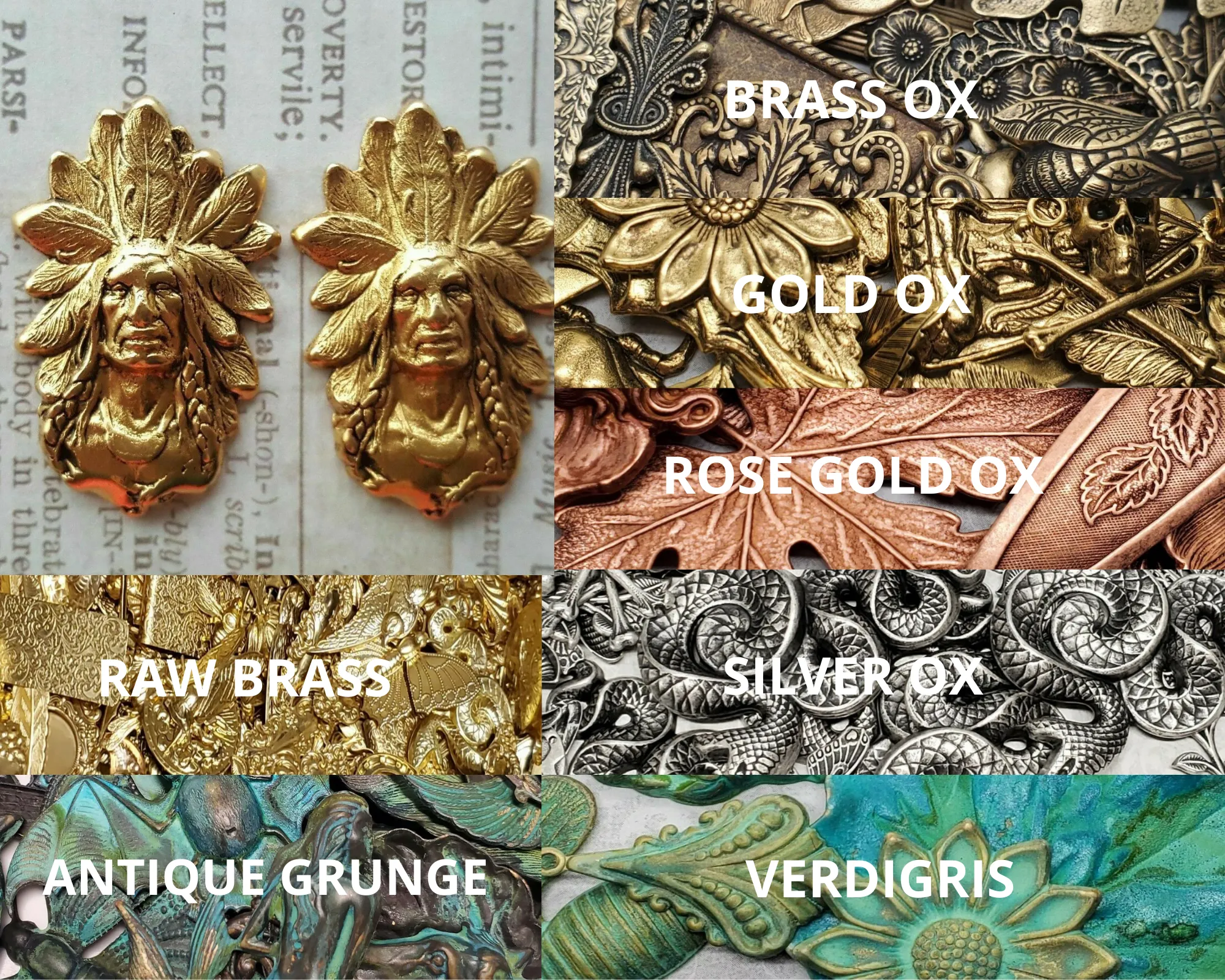 Brass Indian Chief Stampings x 2 - 6599RAT.