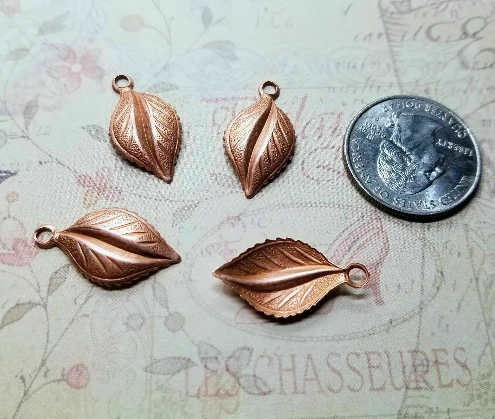 Brass Leaf Charms x 4 - 2247S.