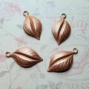 Brass Leaf Charms x 4 - 2247S.