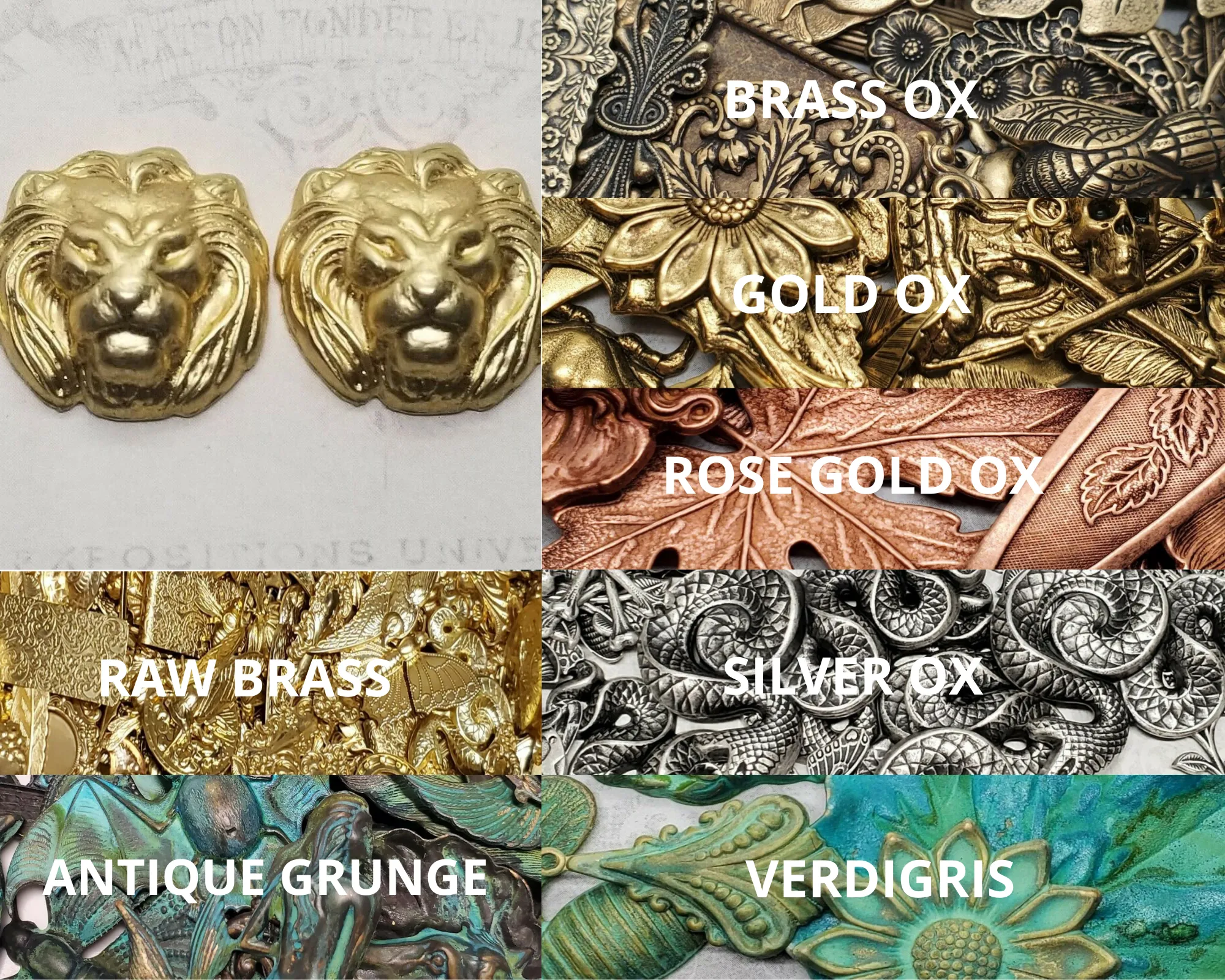 Brass Lion Head Stampings x 2 - 132RAT.