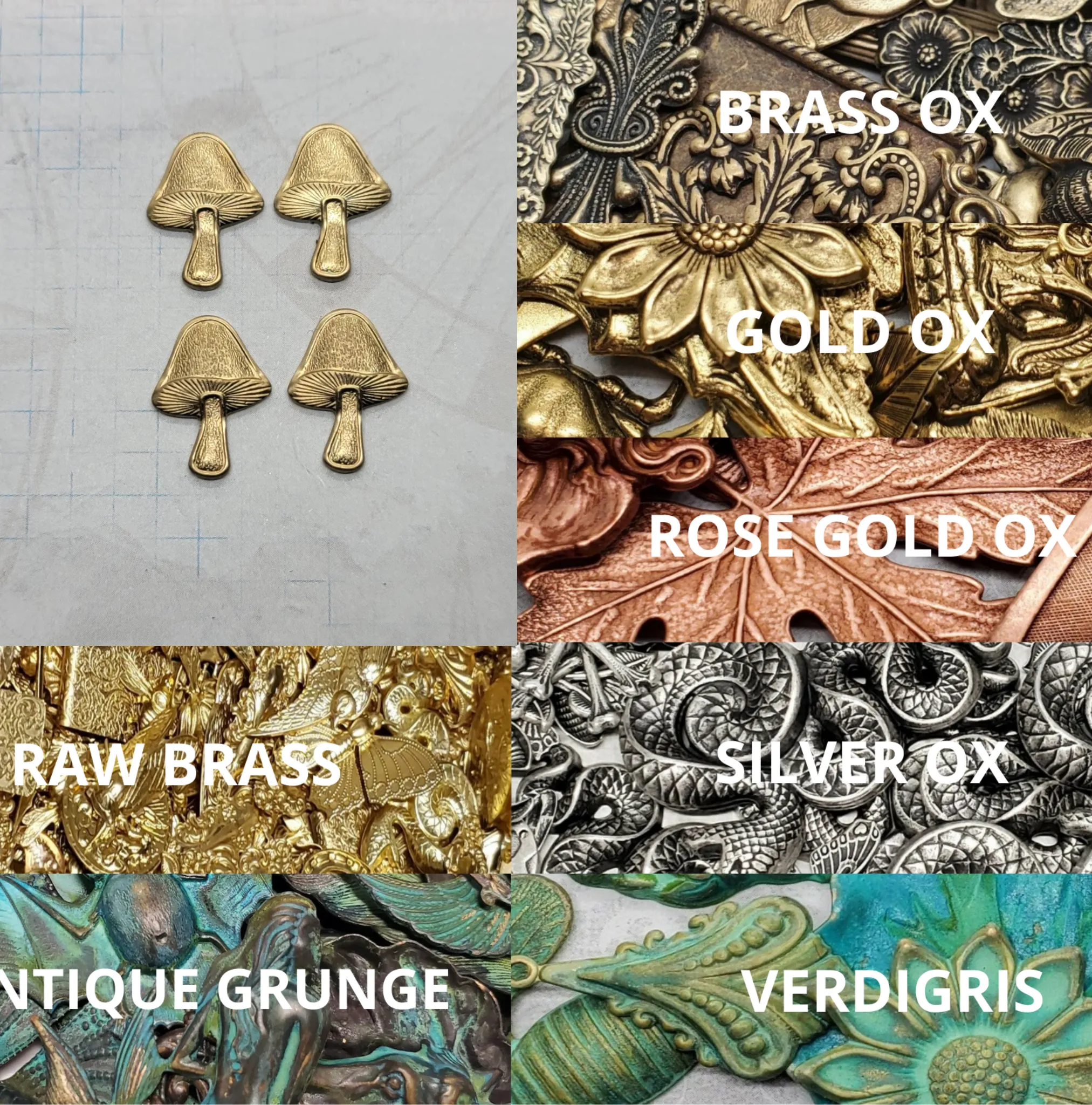 Brass Mushroom Stampings x 4 - 4715S