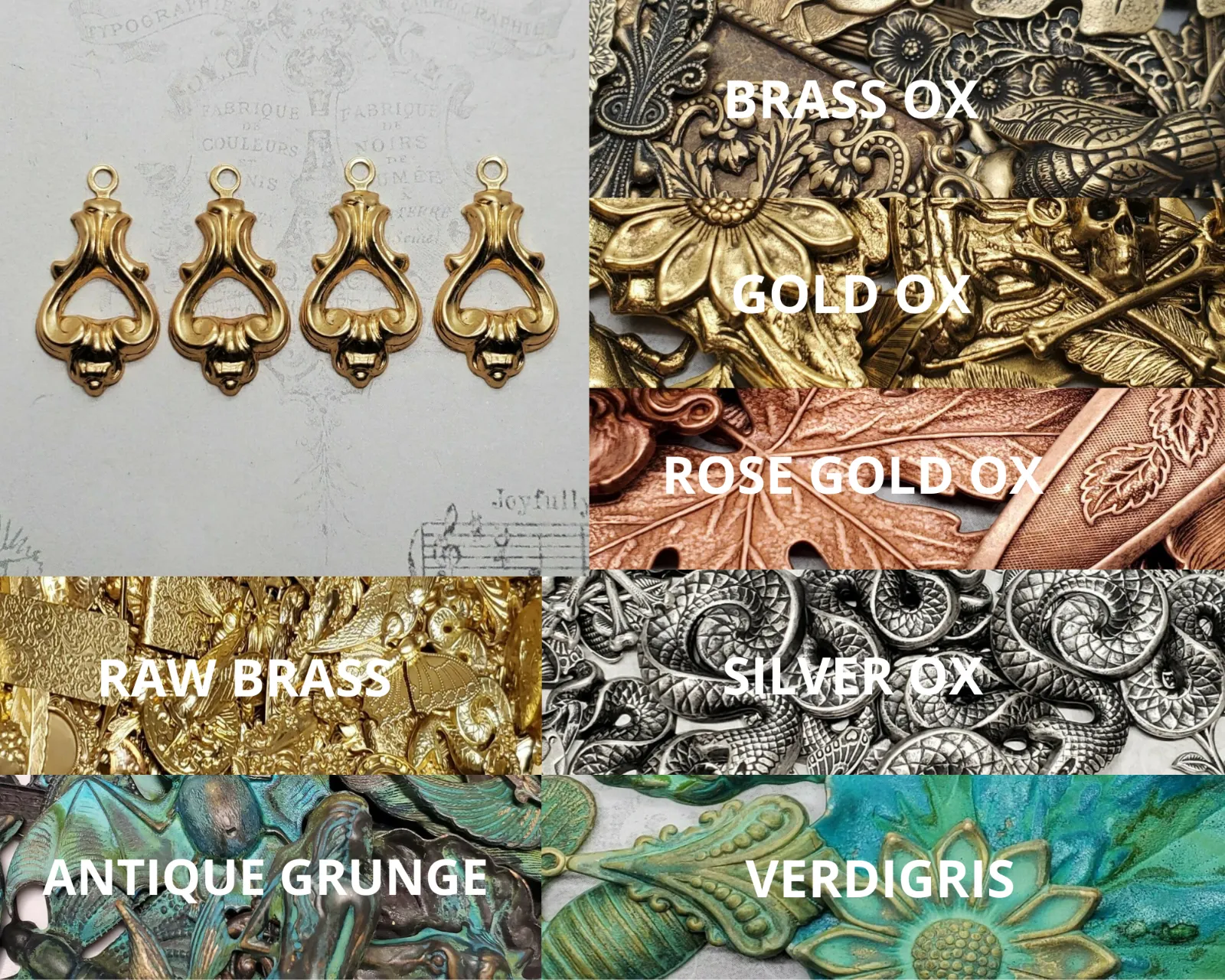 Brass Ornate Charms x 4 - 841RAT