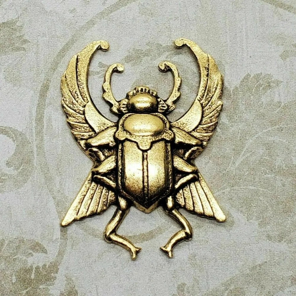 Brass Scarab Stamping x 1- 2935FF.