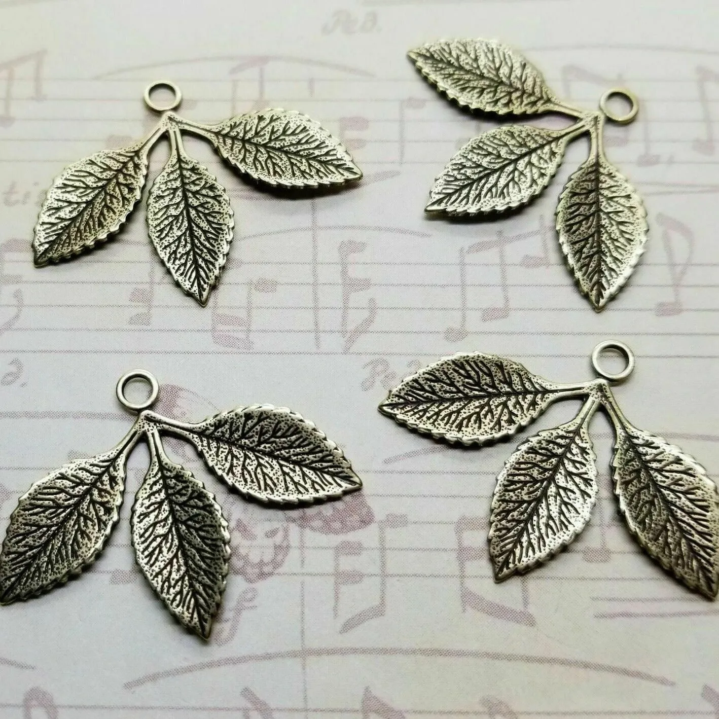 Brass Triple Leaf Charms x 4 - 2470RSG.