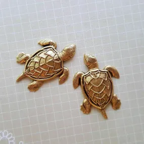 Brass Turtle Stampings x 2 - 930FFA.