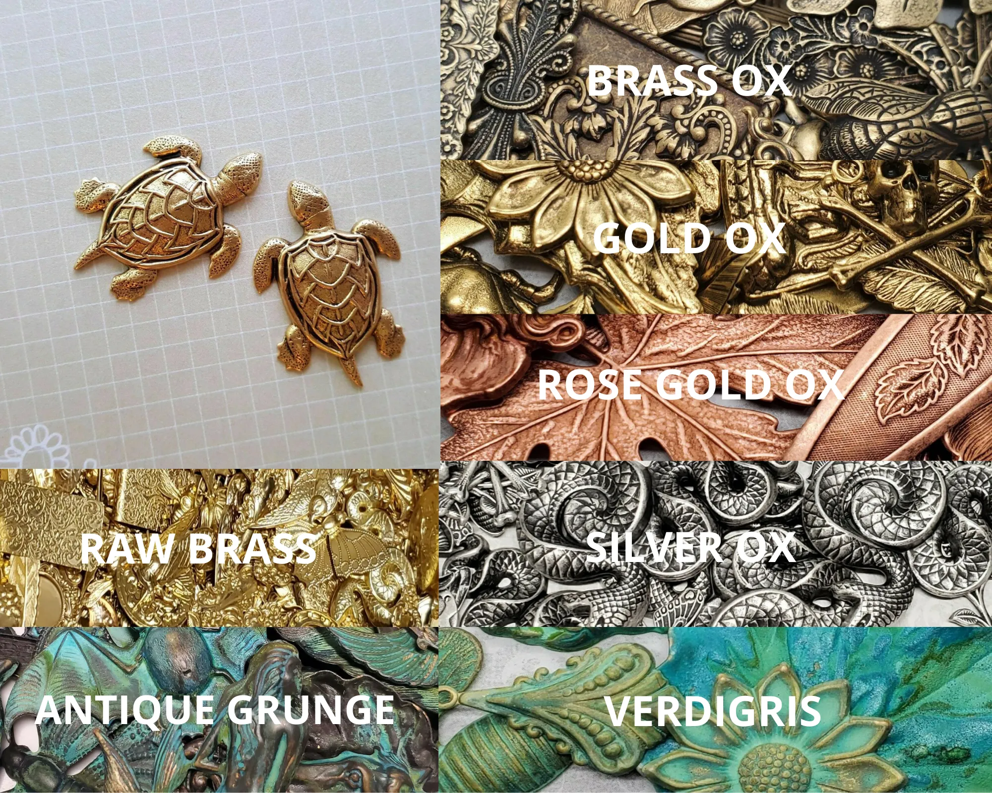 Brass Turtle Stampings x 2 - 930FFA.