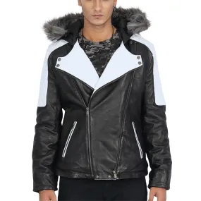 Brentiny Hooded Leather Jacket