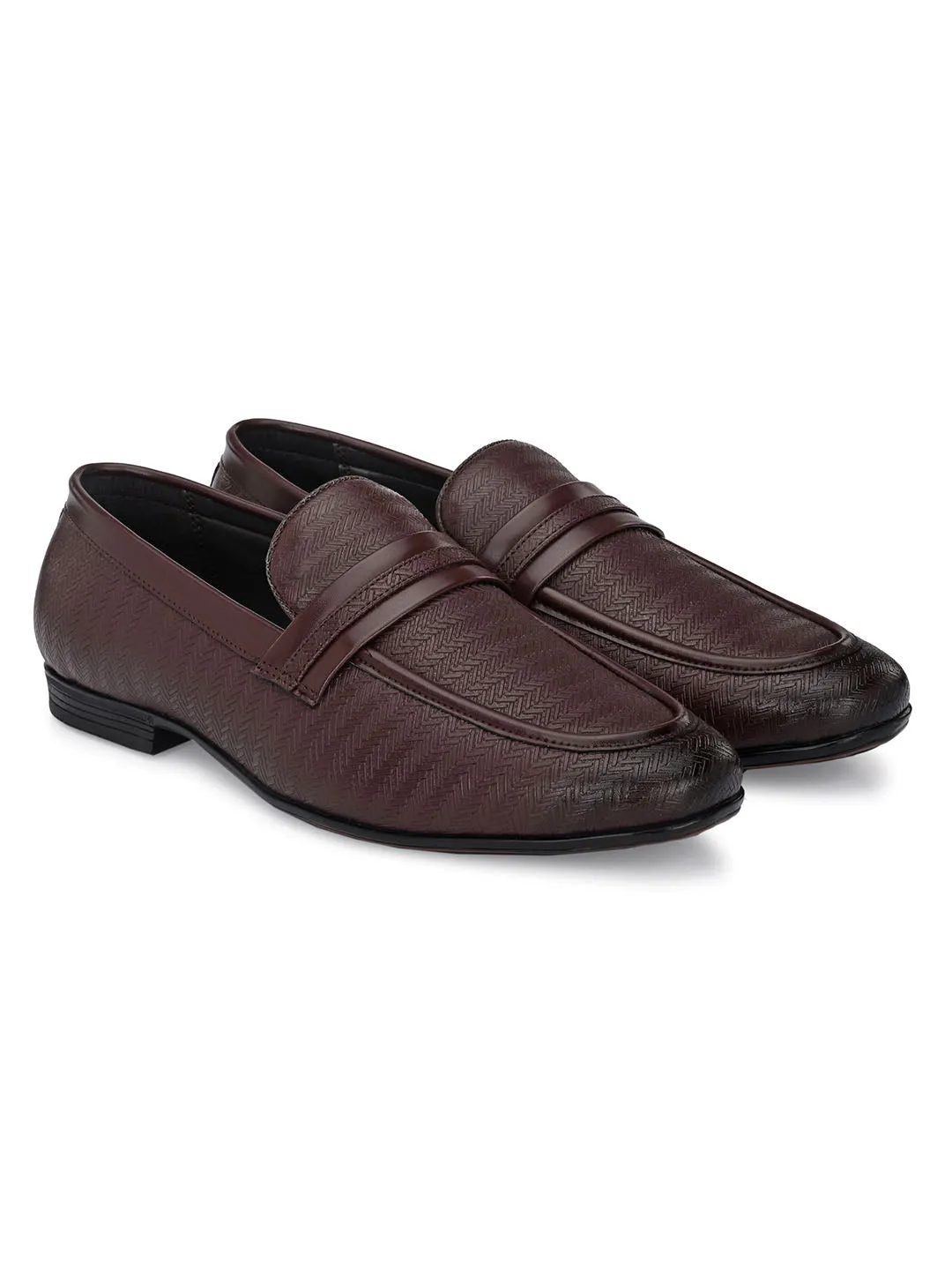 Capri Brown Textured Slip-Ons