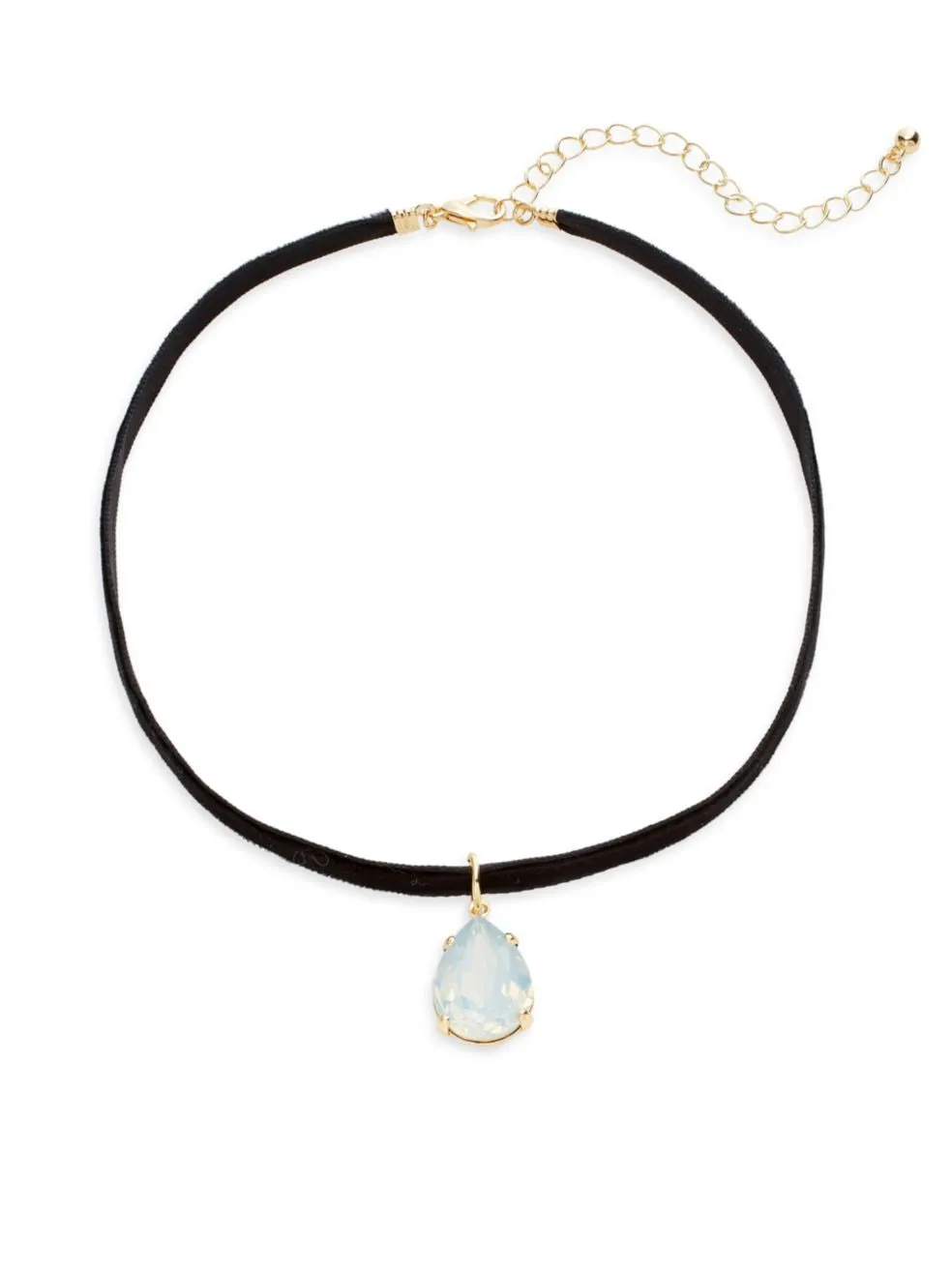 Cara Faux Suede Teardrop Crystal Choker Necklace