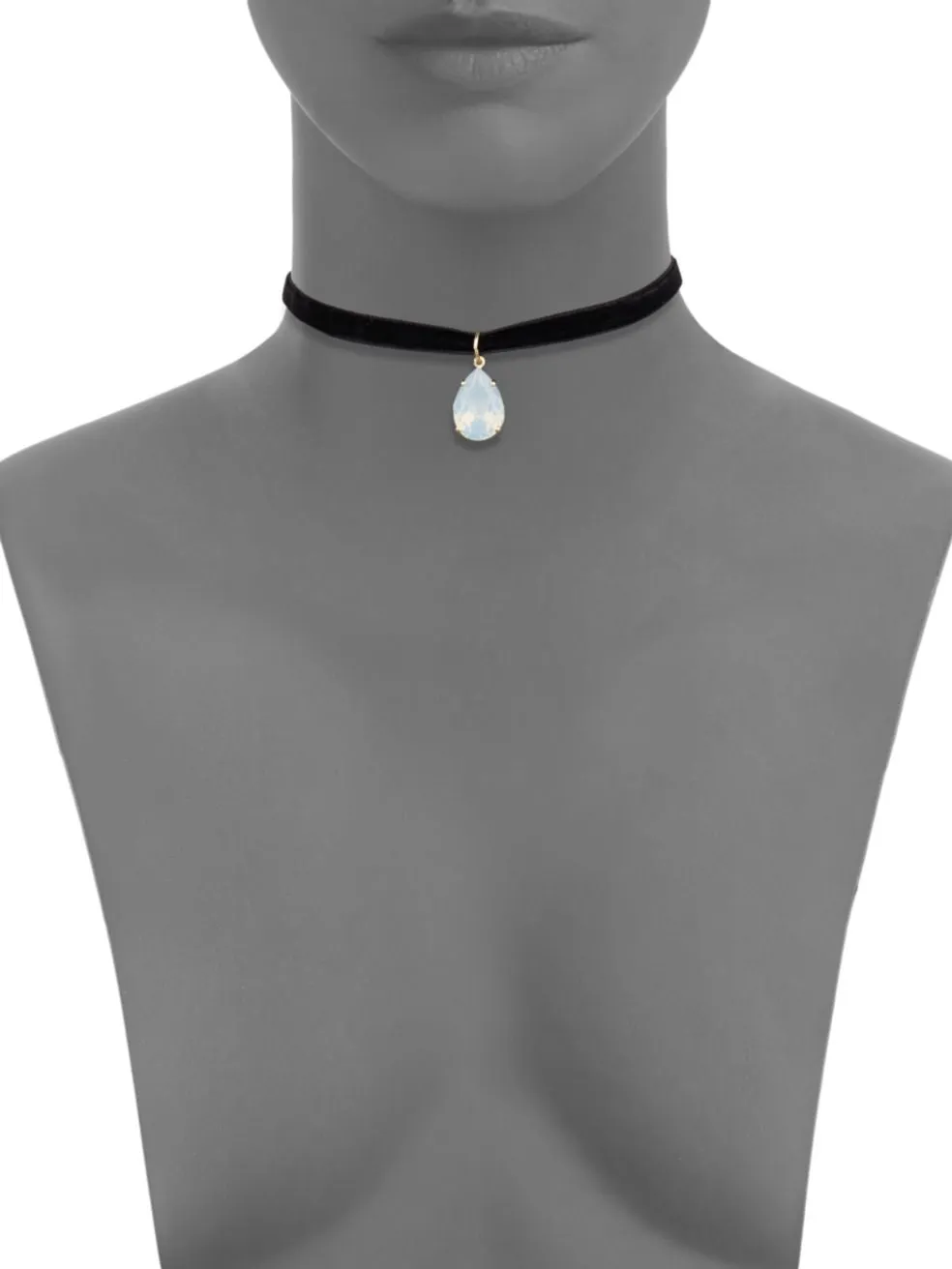 Cara Faux Suede Teardrop Crystal Choker Necklace