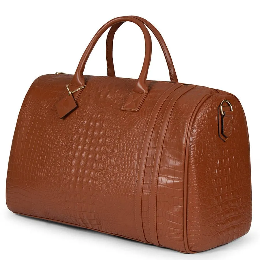 Caramel Apollo 2 Faux Crocodile Skin Duffle Bag