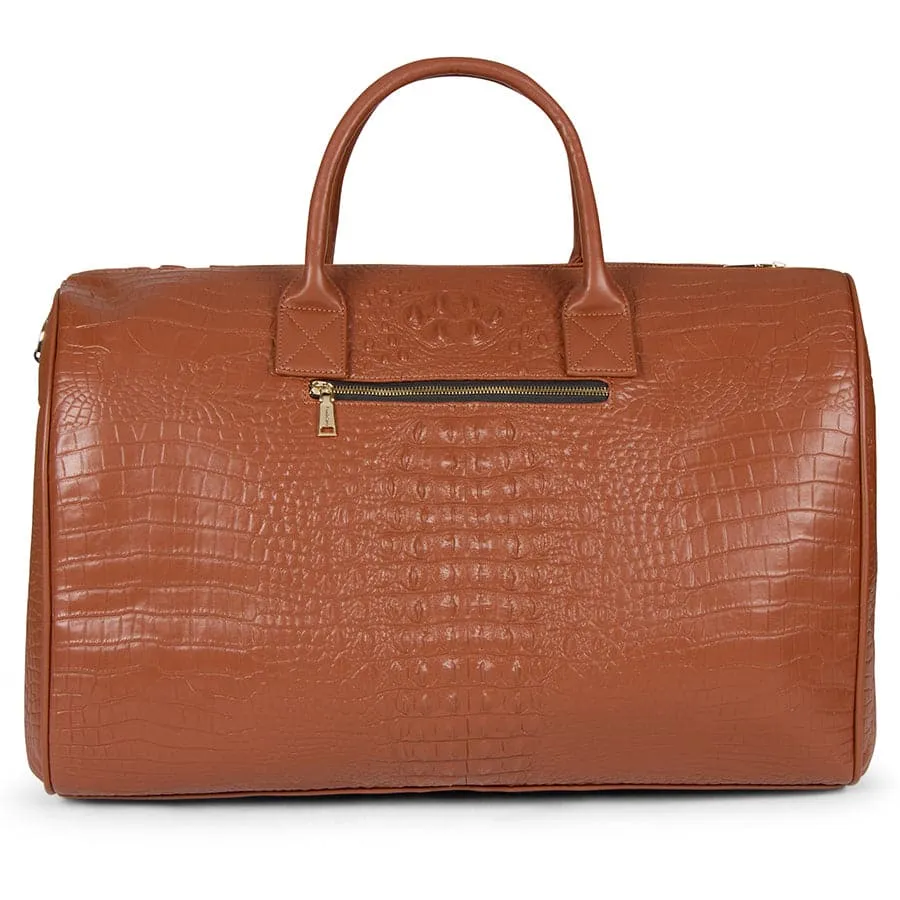 Caramel Apollo 2 Faux Crocodile Skin Duffle Bag