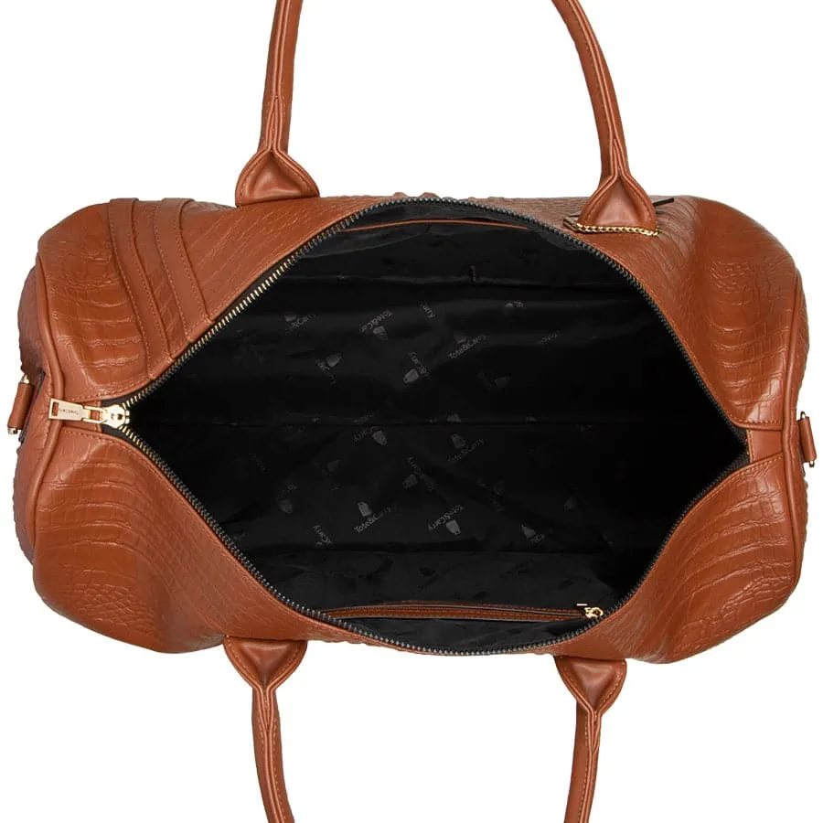 Caramel Apollo 2 Faux Crocodile Skin Duffle Bag