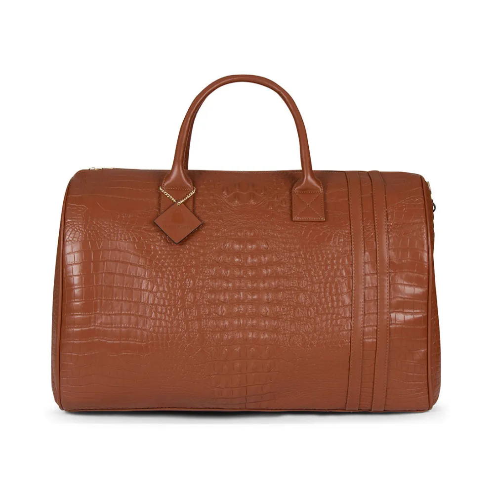 Caramel Apollo 2 Faux Crocodile Skin Duffle Bag