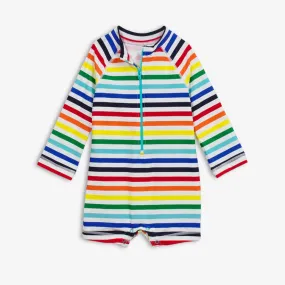 Clearance baby one-piece rash guard in rainbow stripe