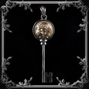 Countess Bathory Key Pendant - Partial Antique Brass Finish