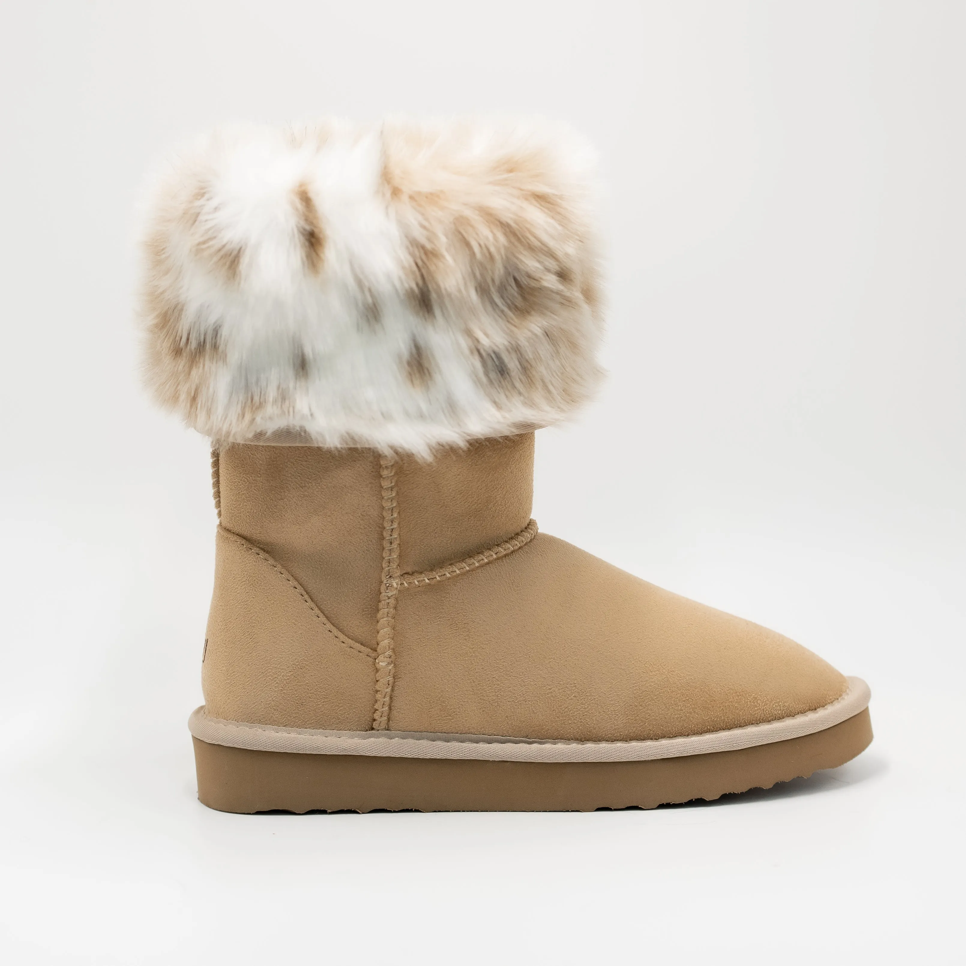 [Defective] Pawj Tall Boot | Tan / Snow Leopard