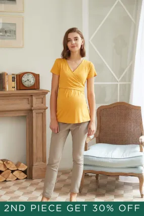 Denisha Bamboo Cotton Short Sleeve Nursing Top Marigold