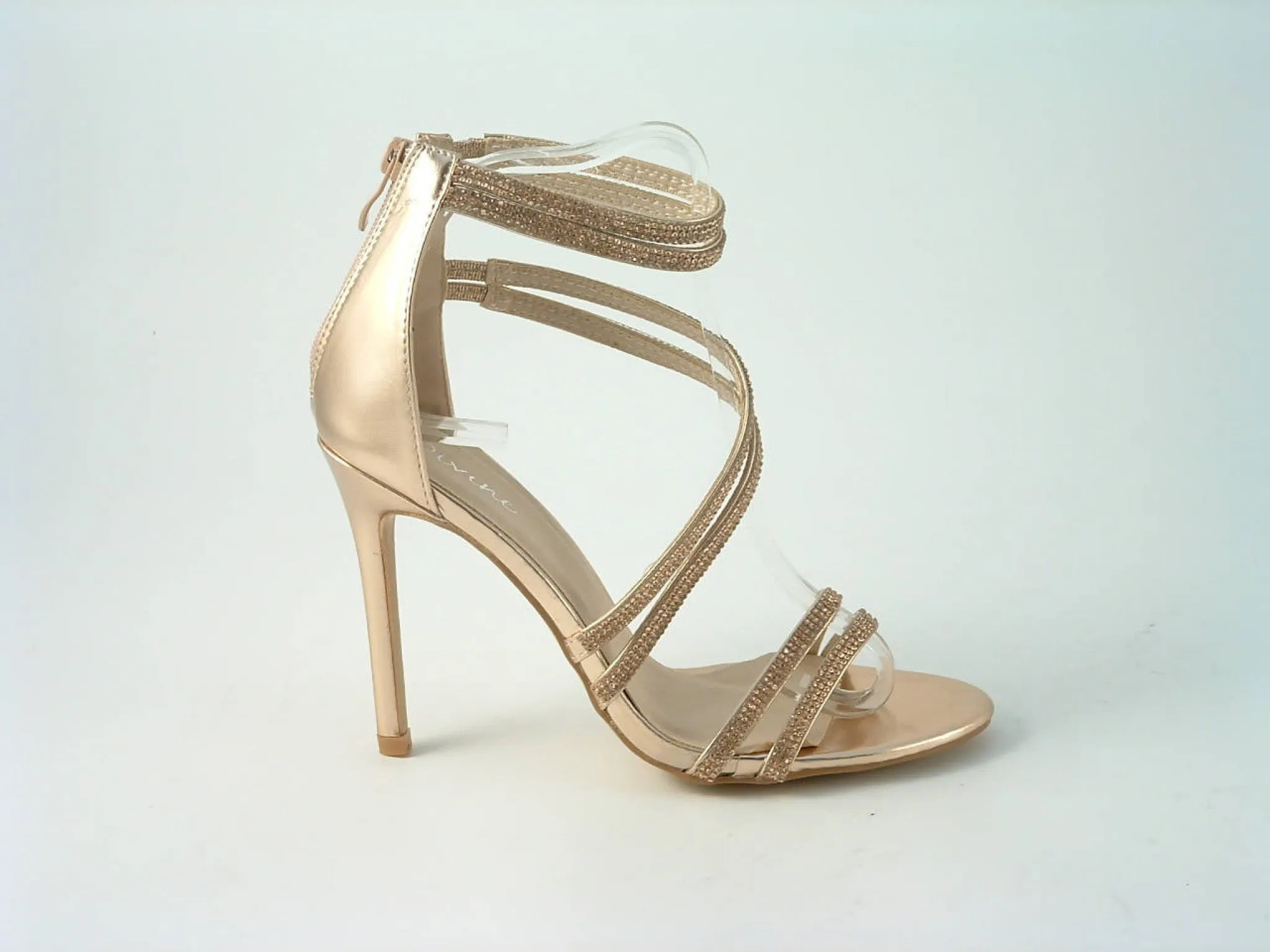 Glitz Shoes Divine Doubled Strap Diamante Sandals