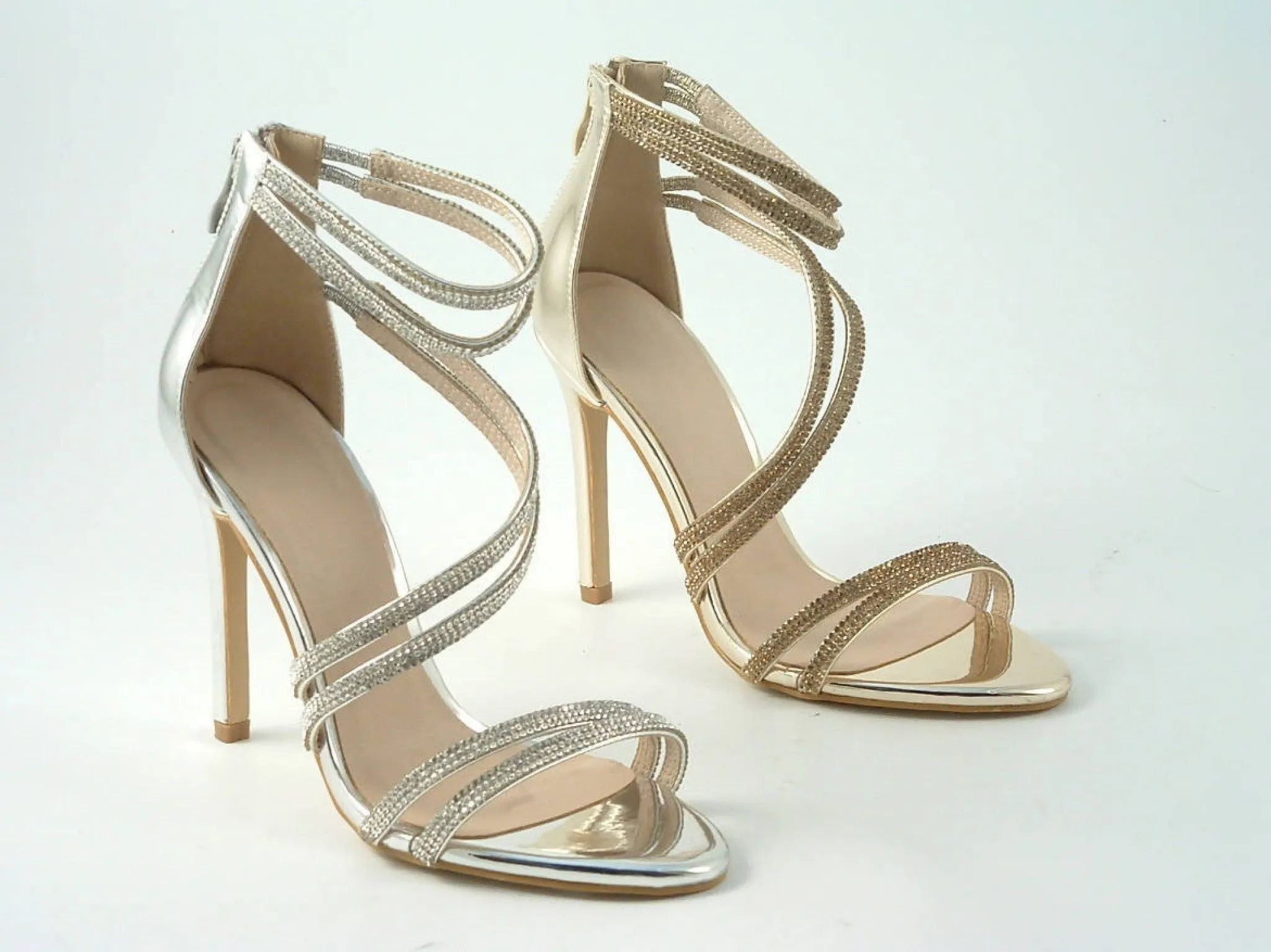 Glitz Shoes Divine Doubled Strap Diamante Sandals