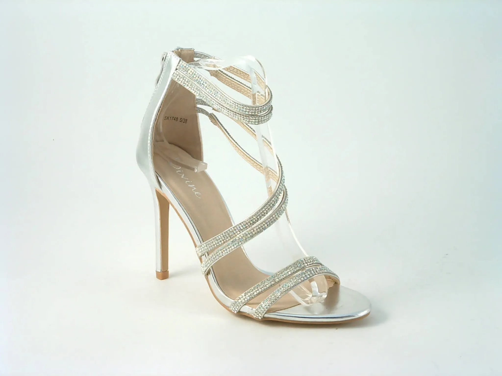 Glitz Shoes Divine Doubled Strap Diamante Sandals