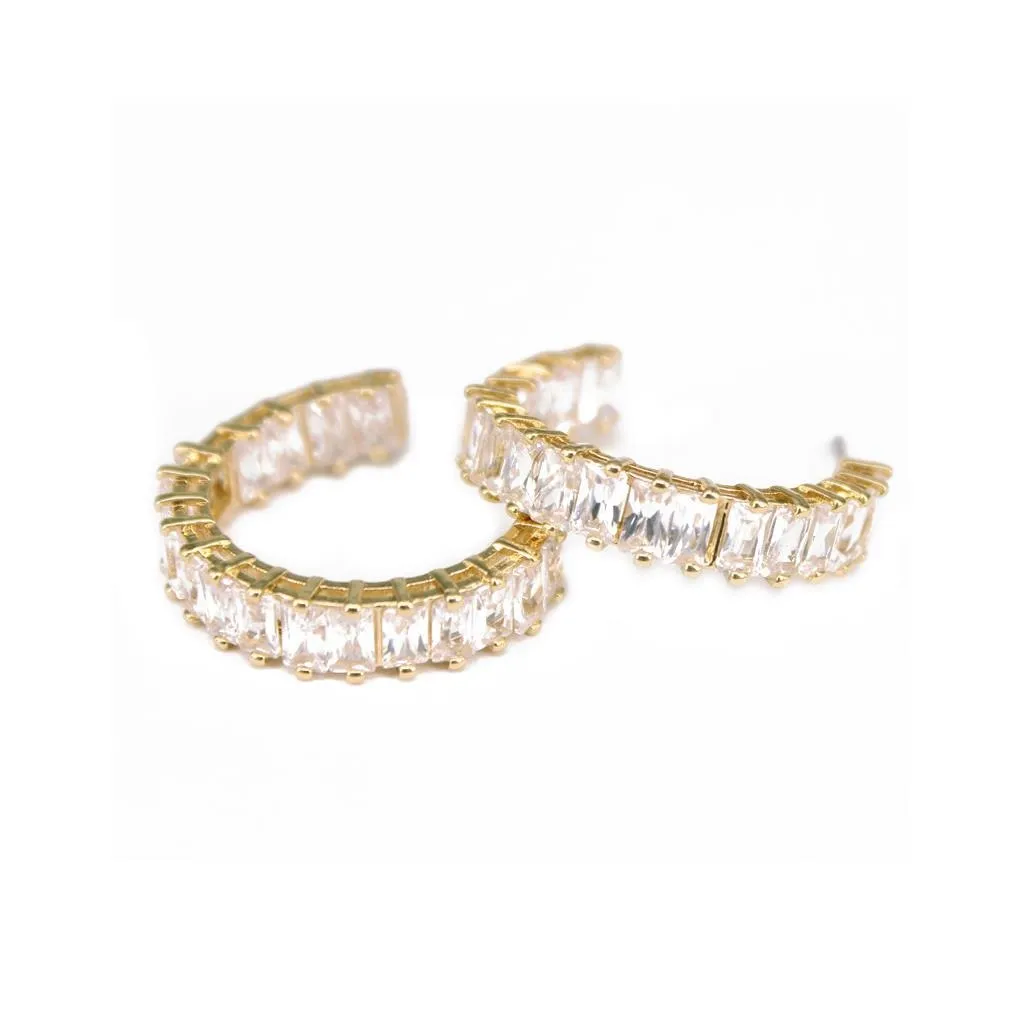 Gold Gem Hoop Earrings