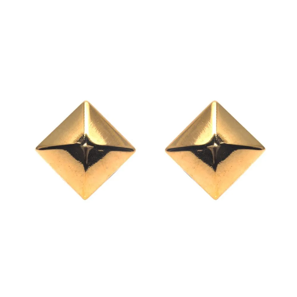 Gold Plated Pyramid Fake Tunnel Earrings