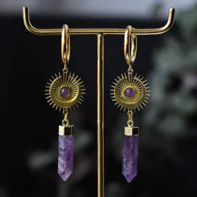 Golden Amethyst Luna Sol Earrings