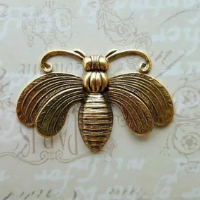 Large Brass Bee Stamping With Raised Wings - 111RAT.