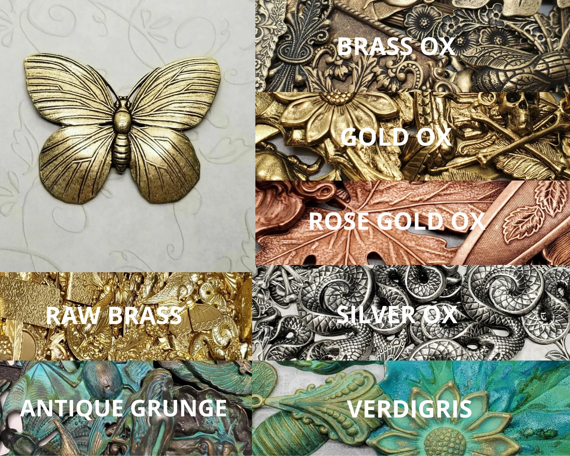 Large Brass Butterfly Stamping x 1 - 7356GB.