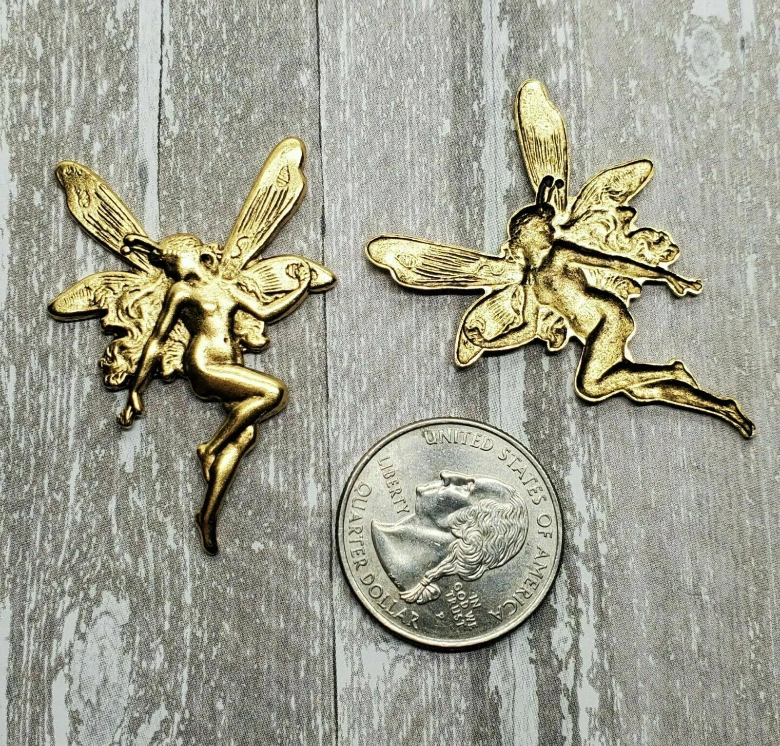 Large Brass Fairy Stampings x 2 - 6431S.