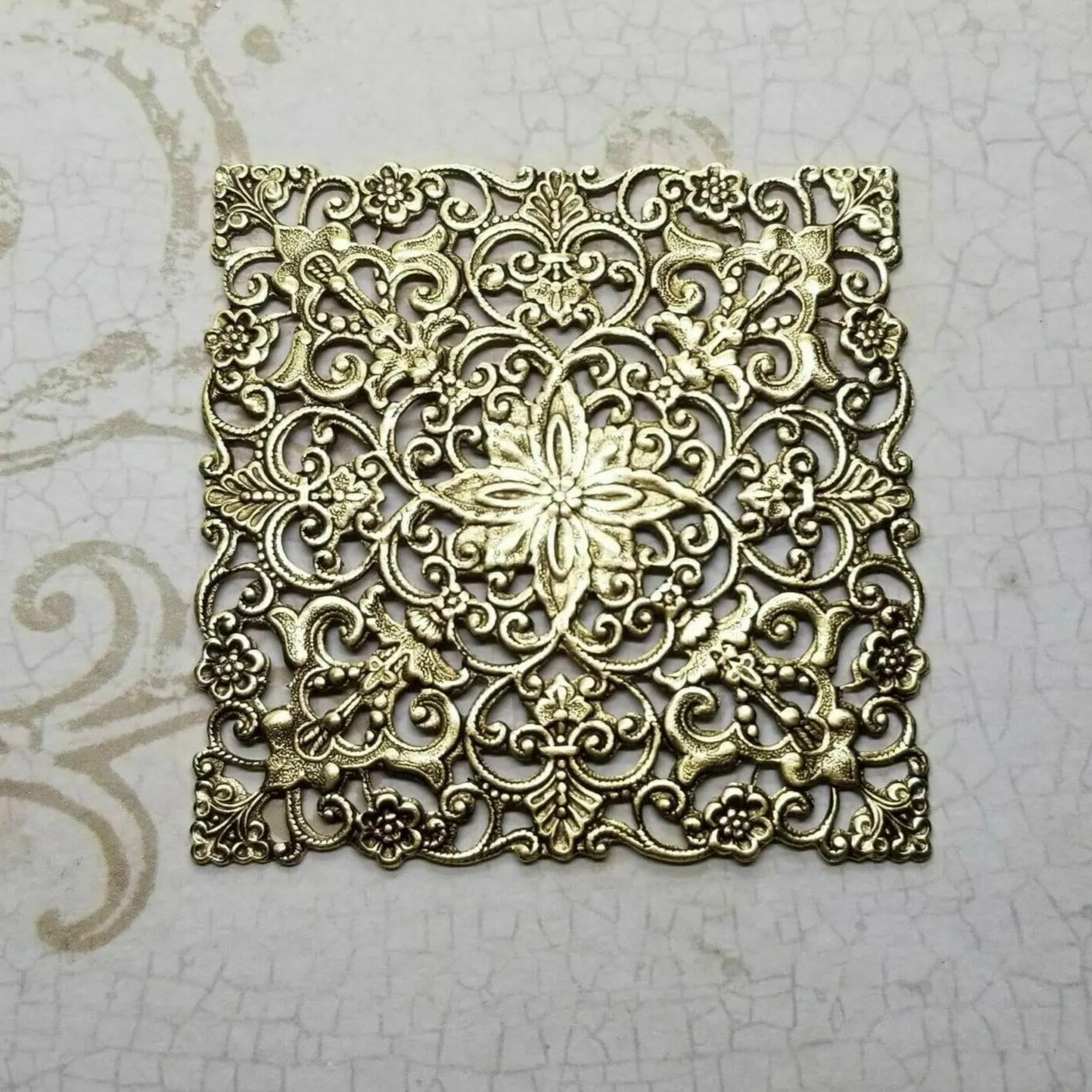 Large Brass Fancy Square Filigree x 1 - 3486FRAT.