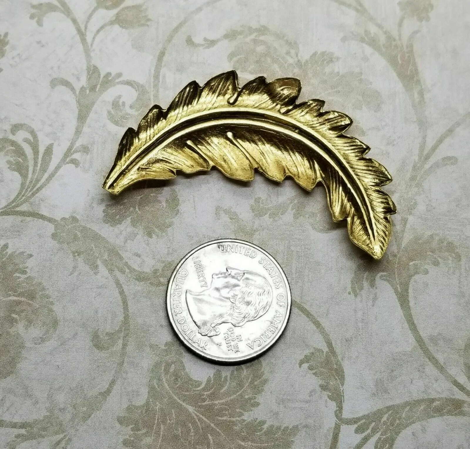 Large Brass Feather Leaf Stampings - 3159RAT.