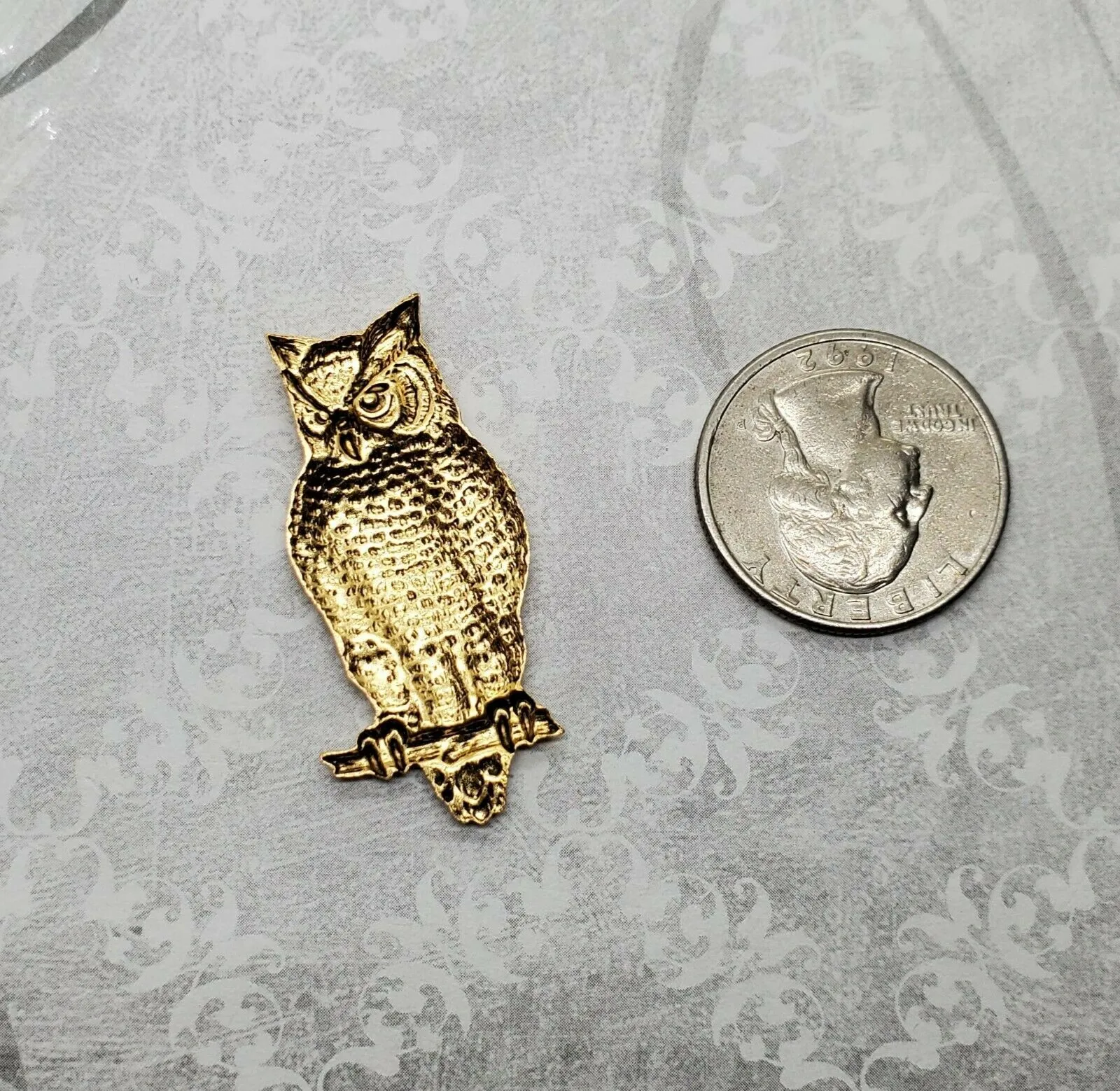 Large Brass Owl Stamping - 6076GB.