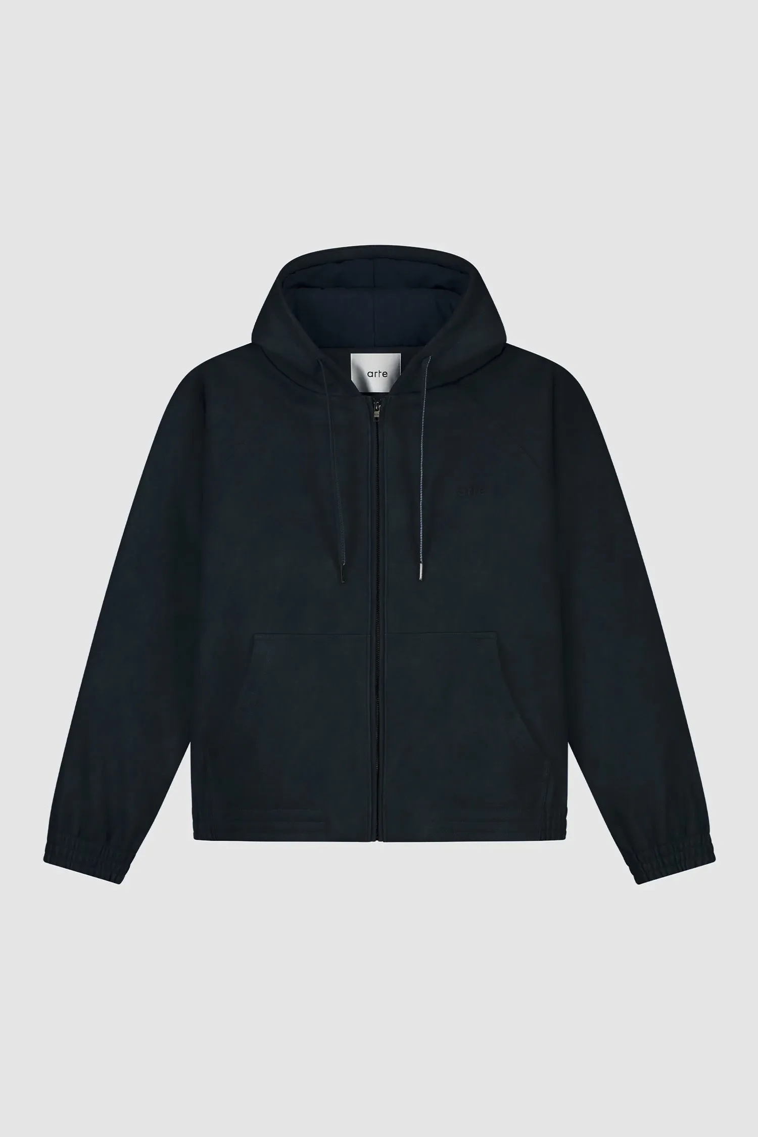 Leather Hooded Jacket - Navy